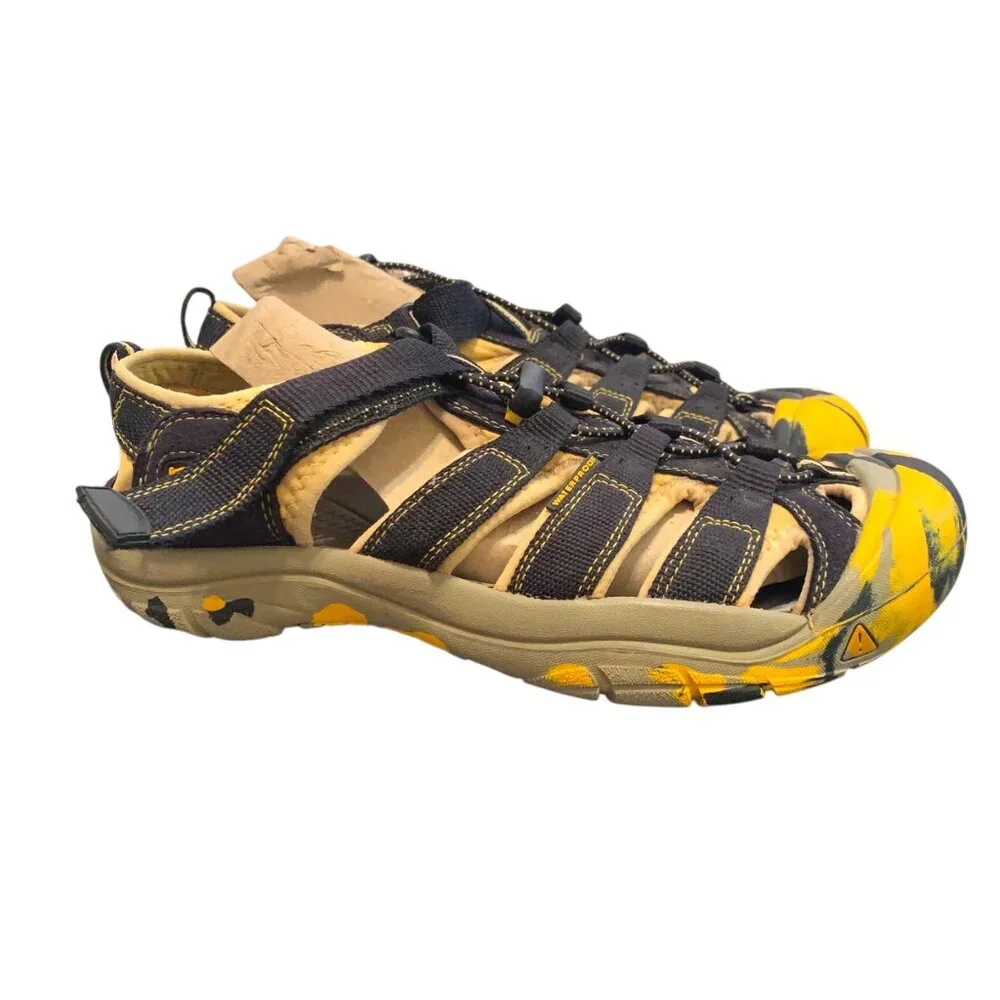 Keen Mens Water Sandals‎ Shoes Straps Closed Toe Yellow Black Outdoor Footwear